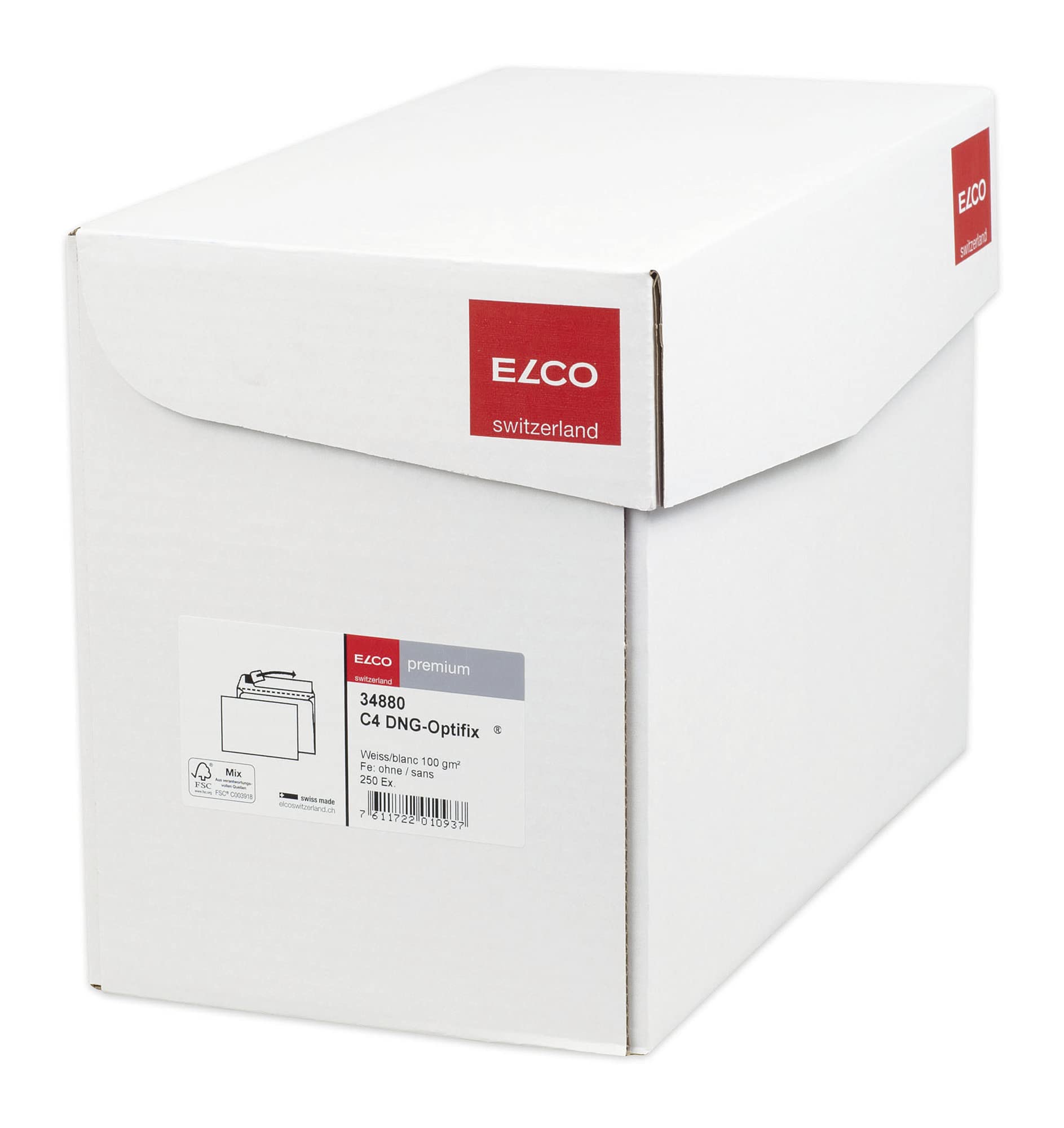 ELCO 34880 Premium Briefumschlag, 100 g/qm, 250 Stück, weiß, c4 (324x229mm) für papierformat a4