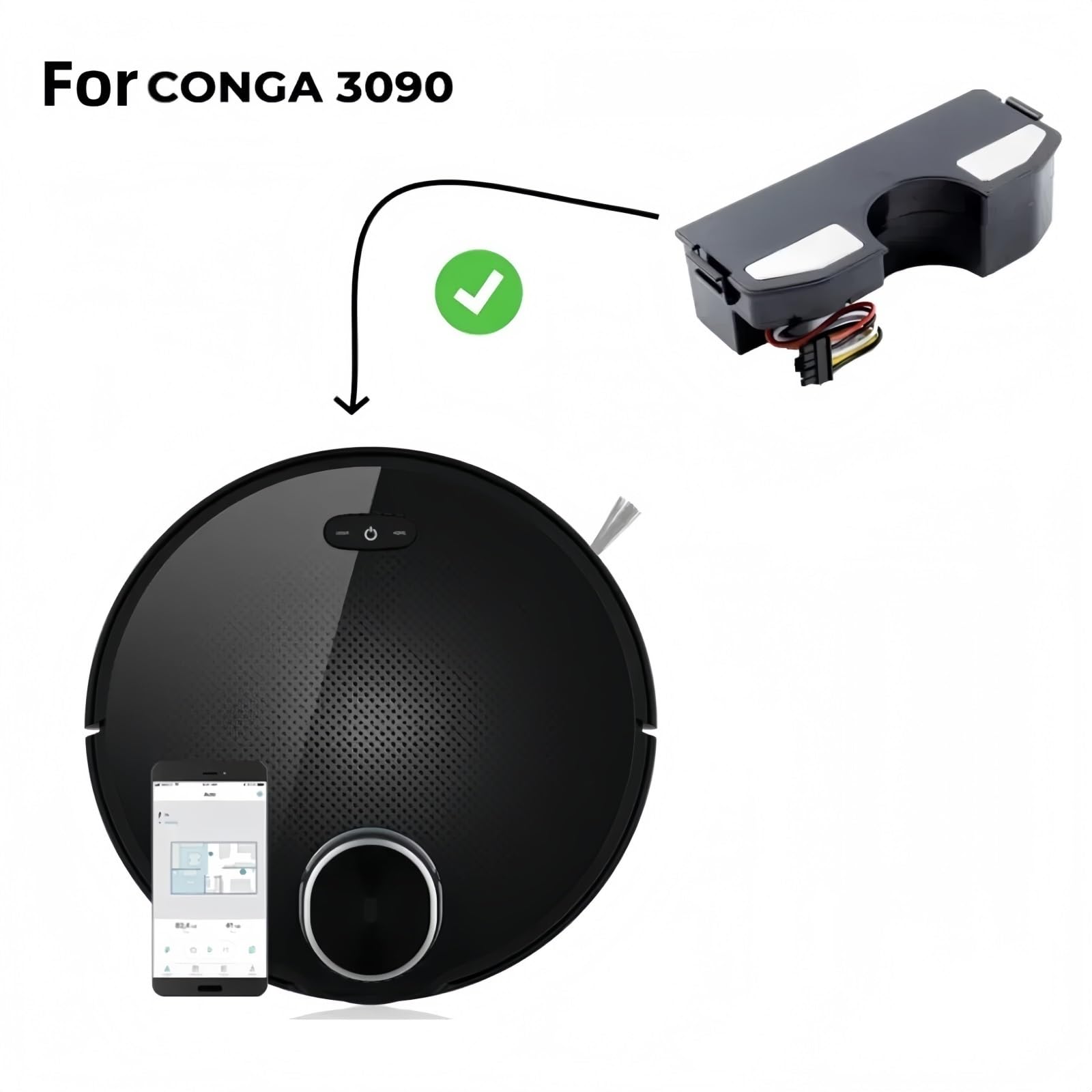 14.4V 6500mah Compatible con Conga 3090 3091 3092 1690 1890 2090 2290 Robot Aspirador Accesorio Repuestos Batería(6500mAh)