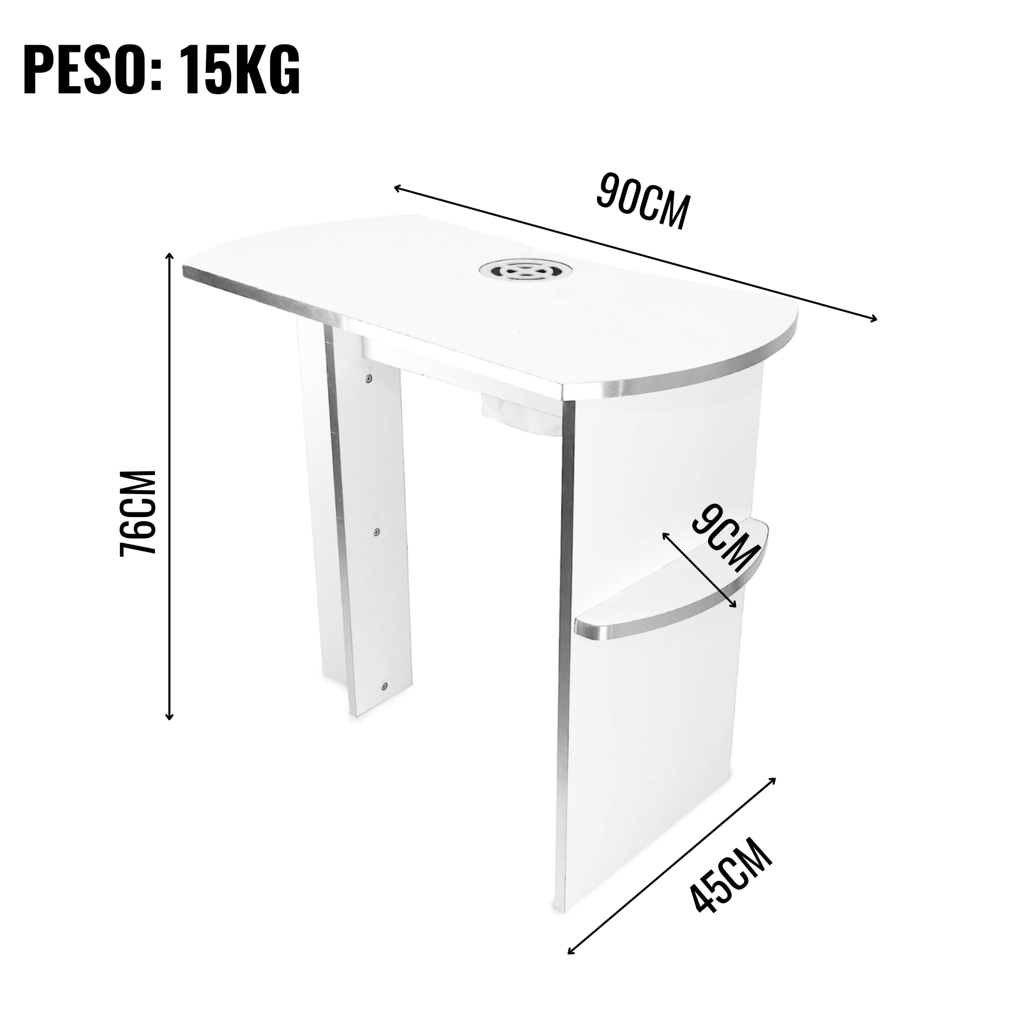 Matonti - Tavolo Manicure Professionale per Unghie con Aspiratore Elettrico e intarsi in acciaio - Ideale per Nail Art Ricostruzione Unghie, + Aspiratore per Polveri - Made in Italy, in Legno Bianco