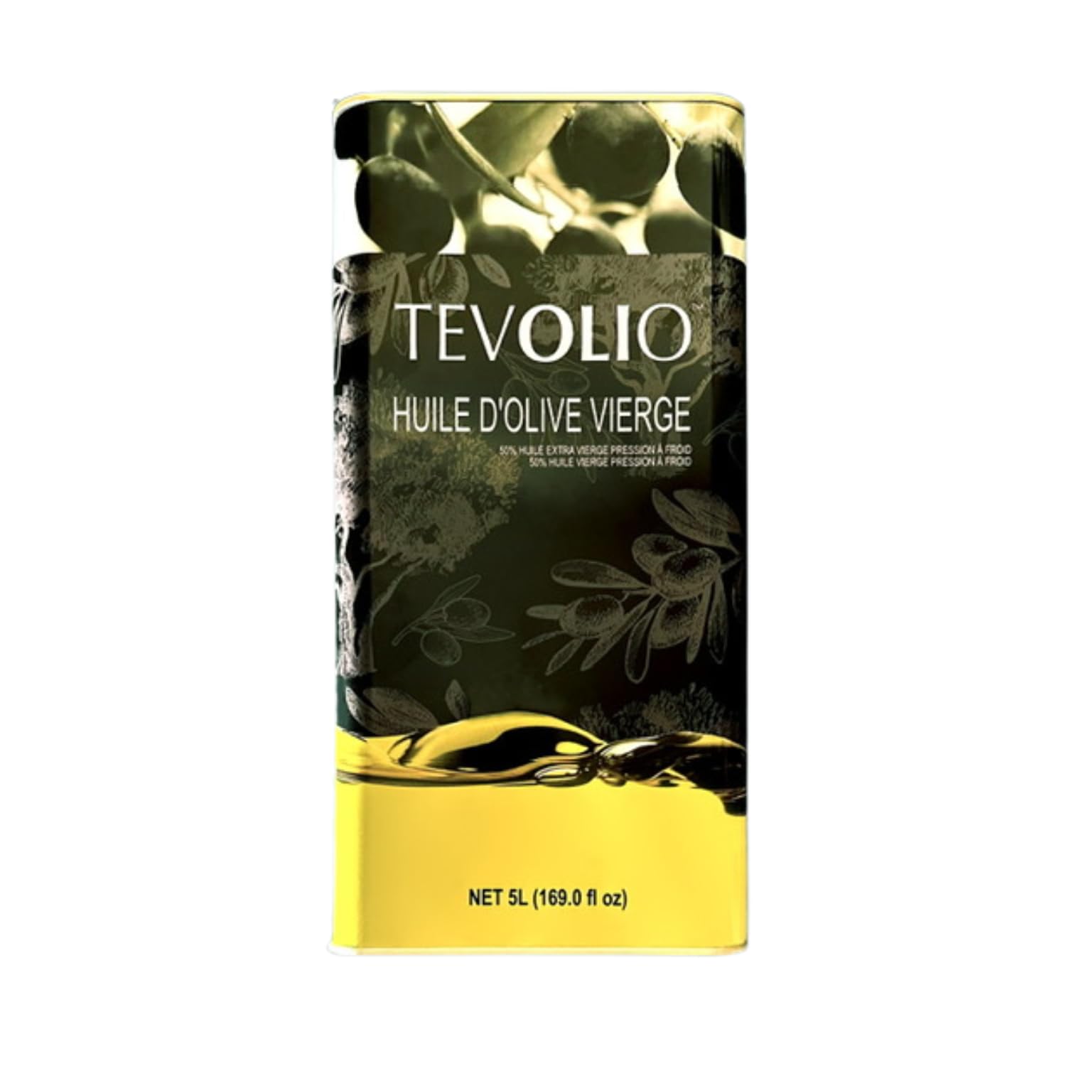 TEVOLIO VIRGIN OLIVE OIL 100% Pure and Cold-Pressed, rich in antioxidants & healthy fats, plant based, vegetarian, vegan, versatile and premium quality, low acidity, EXTRA VIRGIN OIL - 5 LITER