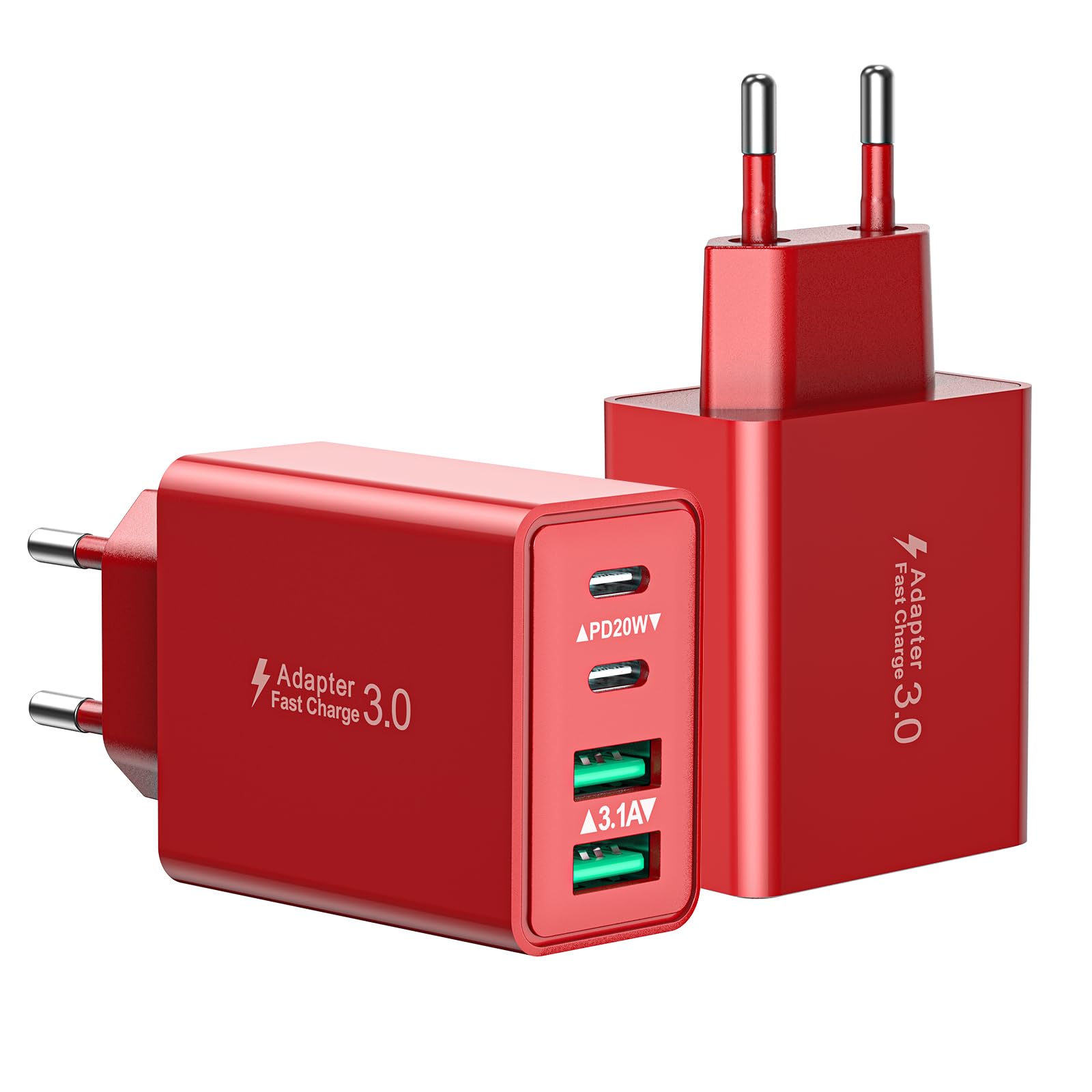 2-Pack USB C Stecker, 40W 4-Ports USB C Ladegerät Mehrfach Netzteil USBC Fast Charger PD Power Adapter Ladestecker Schnellladegerät für iPhone 17 16 15 14 13 12 11 Pro Max Plus, iPad, Samsung