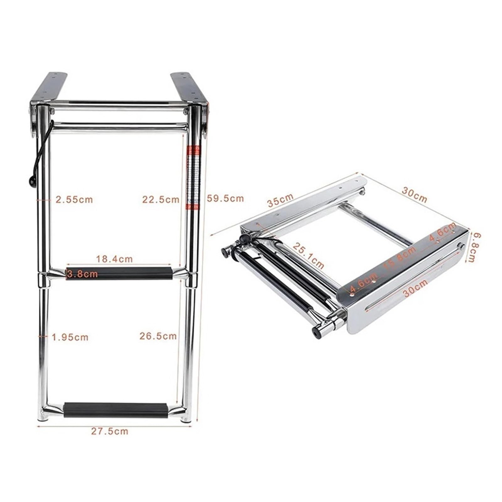Scaletta Pieghevole for Yacht for Barche Marine Antiscivolo A 2 Gradini in Acciaio Inossidabile Sicura E Antiscivolo | Accessori For Barche Hardware For L'imbarco Su Piattaforma