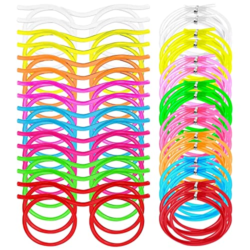 Pitillos divertidos en forma de gafas, pack 16 piezas miniatura 1
