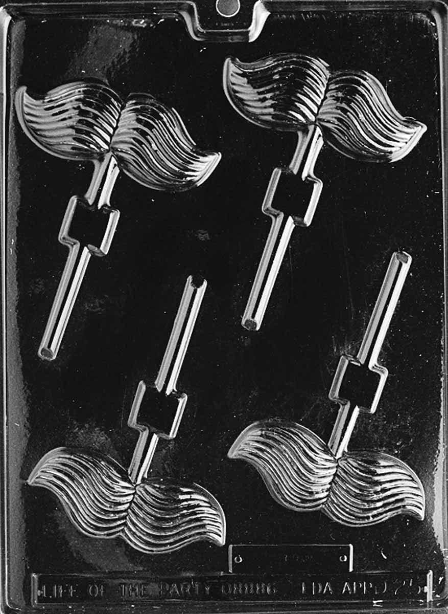 Grandmama's Goodies D025 Mustache Lollipop Sucker Chocolate Candy Mold with Molding Instructions