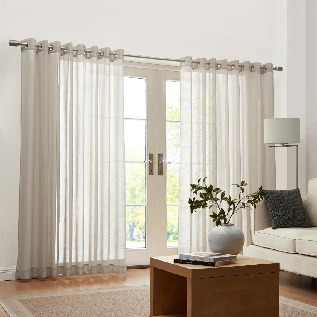Elrene Home Fashions Carmen - Tenda a pannello trasparente extra larga e resistente alle intemperie per interni ed esterni, con fermatenda coordinati, per portico, pergolato, patio, terrazza, 295 x