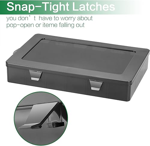 Miniatura 20 de Caja organizadora grande de plástico de 24 rejillas divisores ajustables, caja de almacenamiento transparente para joyas, manualidades, cintas