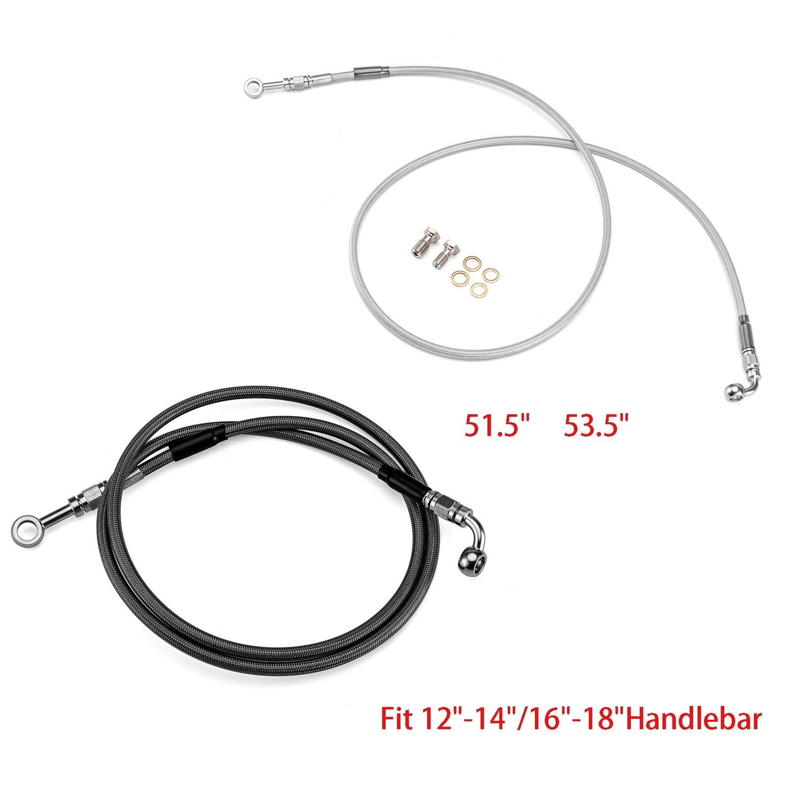 Kable napędowe Pasuje do Softail Dyna Low Rider/Street Bob Zestaw hydraulicznych przednich linki akcesoria kierownicy motocykli Motocyklowe kable napędowe(51.5 inch Chrome)