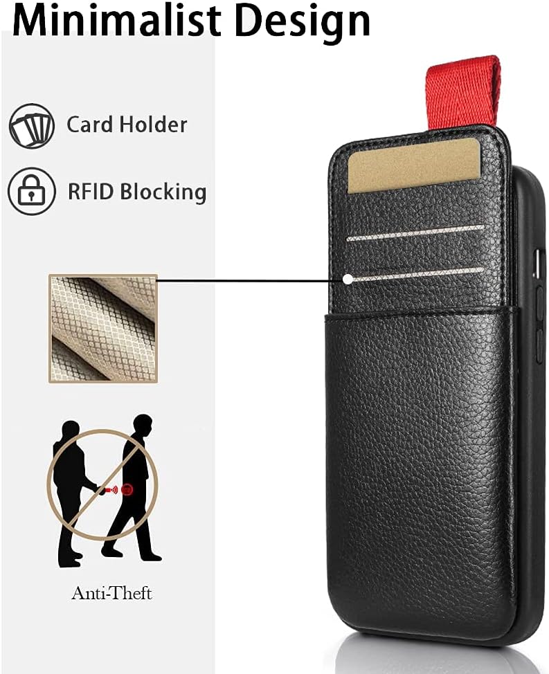 LAMEEKU iPhone SE 2nd Generation Wallet Case, iPhone 7/8 Leather Case, Shockproof case with ID Credit Card Slot Holder Money Pocket, Protective Cover for Apple iPhone 8/7/SE 4.7" -Black