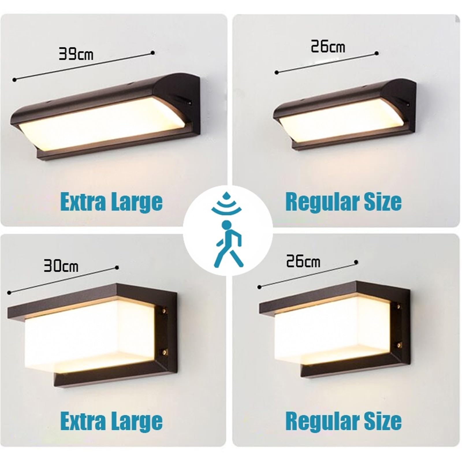 Duża lampa ścienna LED, wodoszczelna, IP65, czujnik ruchu, lampa zewnętrzna, lampa zewnętrzna (ciepła biel, 3000 K, bardzo duża C – 40 W, czujnik ruchu radarowego)