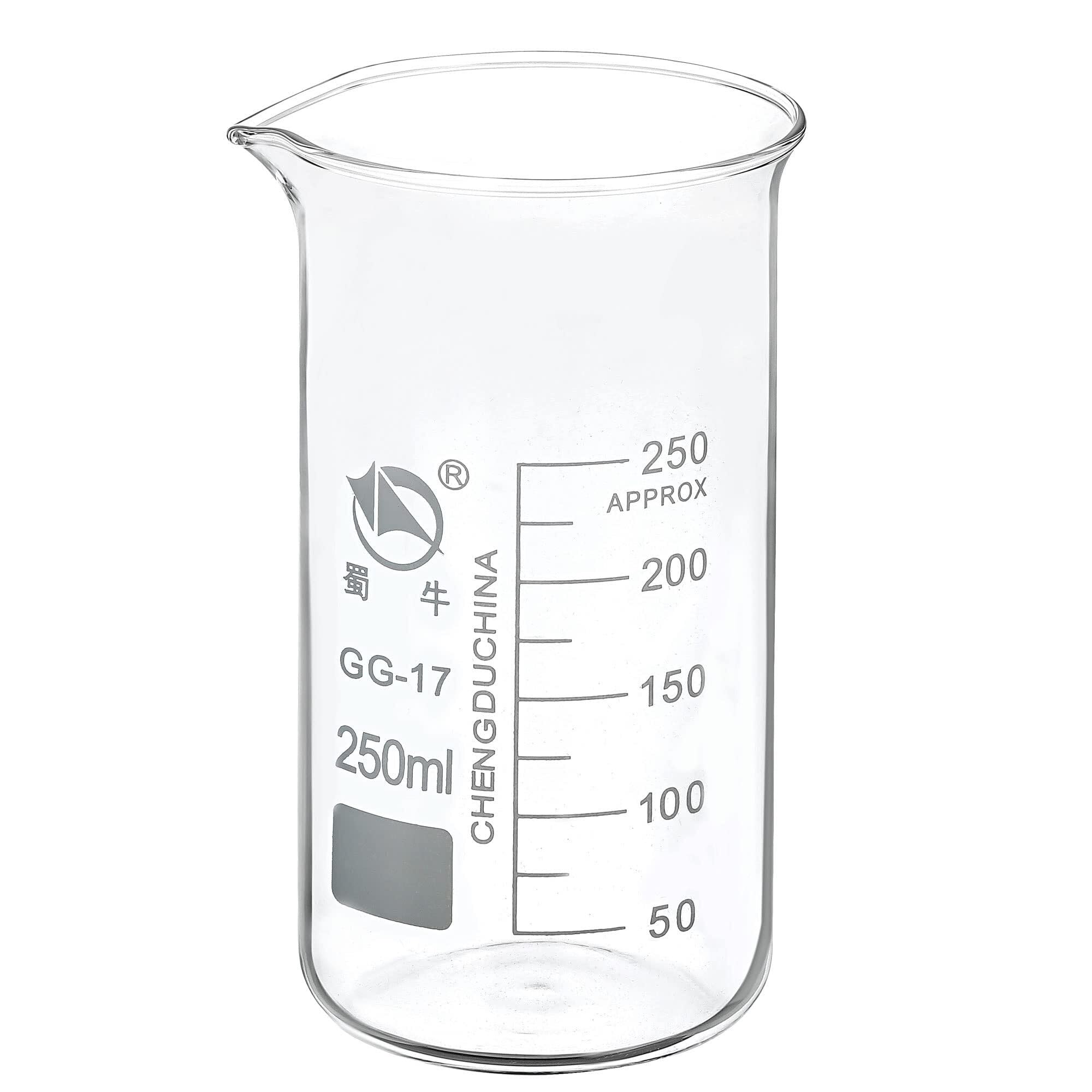 Becher in Vetro 2000ml, Vetro Borosilicato Resistente al Calore con Beccuccio(250ml)