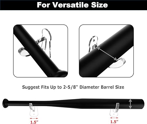 Miniatura 3 de Cosmos 1 juego de soporte de pared de bate de béisbol acrílico para bate de béisbol, soporte de pared horizontal para bate de sóftbol, soporte de