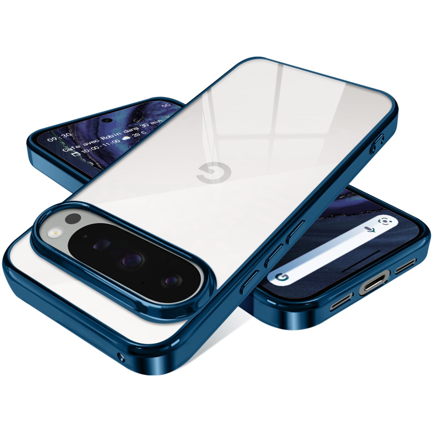Google pixel 10/10 Pro 用 ケース クリア 薄型 ピクセル10/10pro スマホケース カバー 透明 TPU 耐衝撃 人気 落下防止（ブルー）