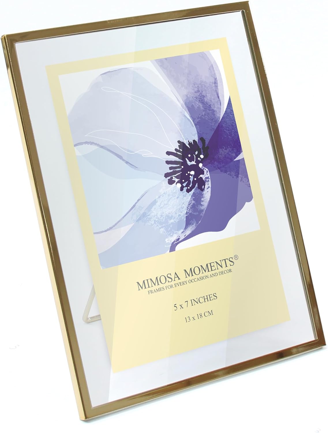 MIMOSA MOMENTS Brass Metal Floating Picture Frame Wire Easel (Brass, 5X7)