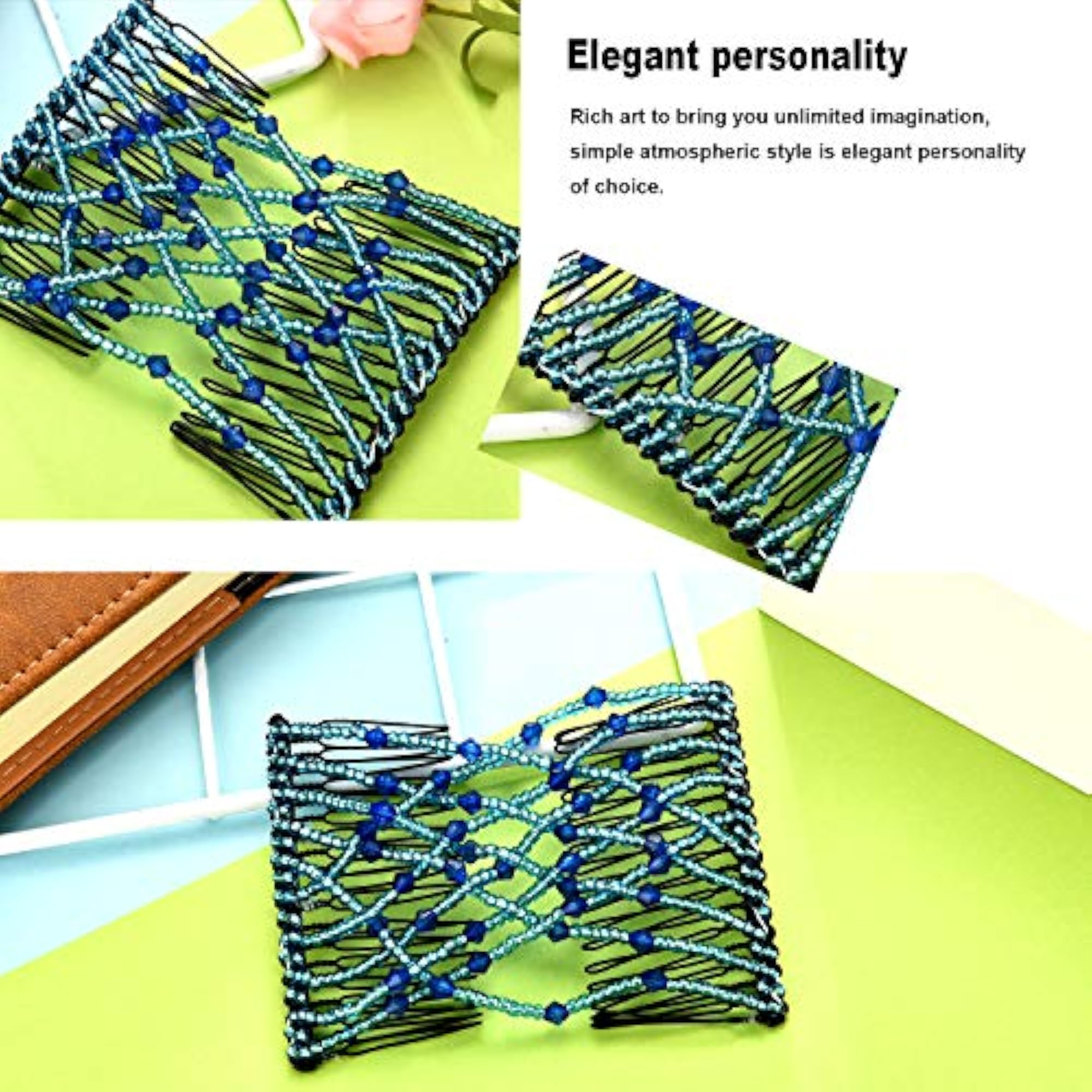 Beads Magic Elastic Stretchy Comb Double Clips