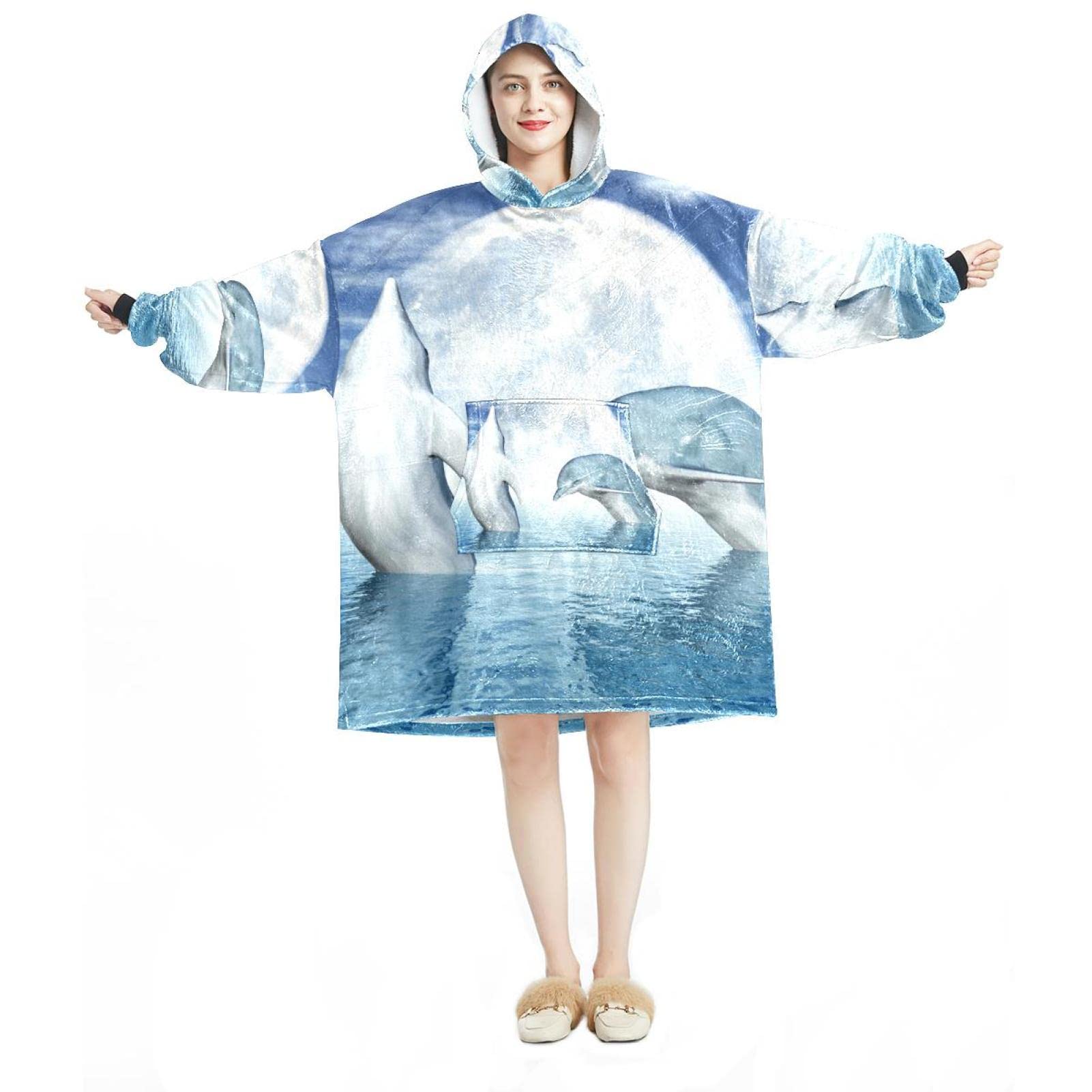 Sweat à capuche surdimensionné dauphins pour cocooning d'hiver réussi