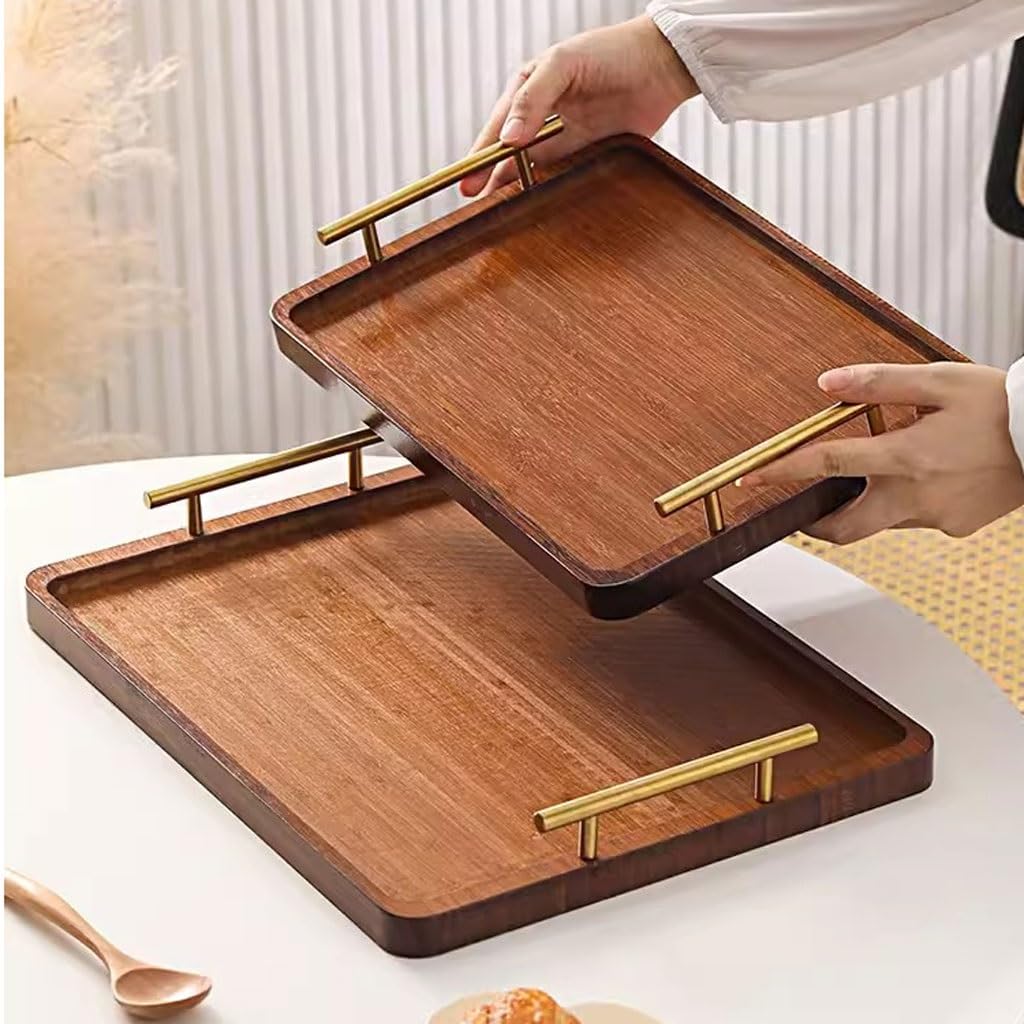 Bandejas Servir Comida Bandeja Rectangular for el hogar, Bandeja de té la Tarde, for Aperitivos, cafetería, Restaurante, con asa Mesa Cama