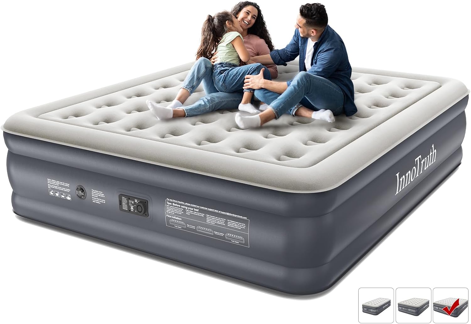InnoTruth Cal King Air Mattress with Built in Pump, Blow up Mattresses, 18″ Raised Blow Up Colchones Inflables Airbed for Guests & Home, Ideal for Home Use and Outdoor Camping, 650lb Weight Capacity