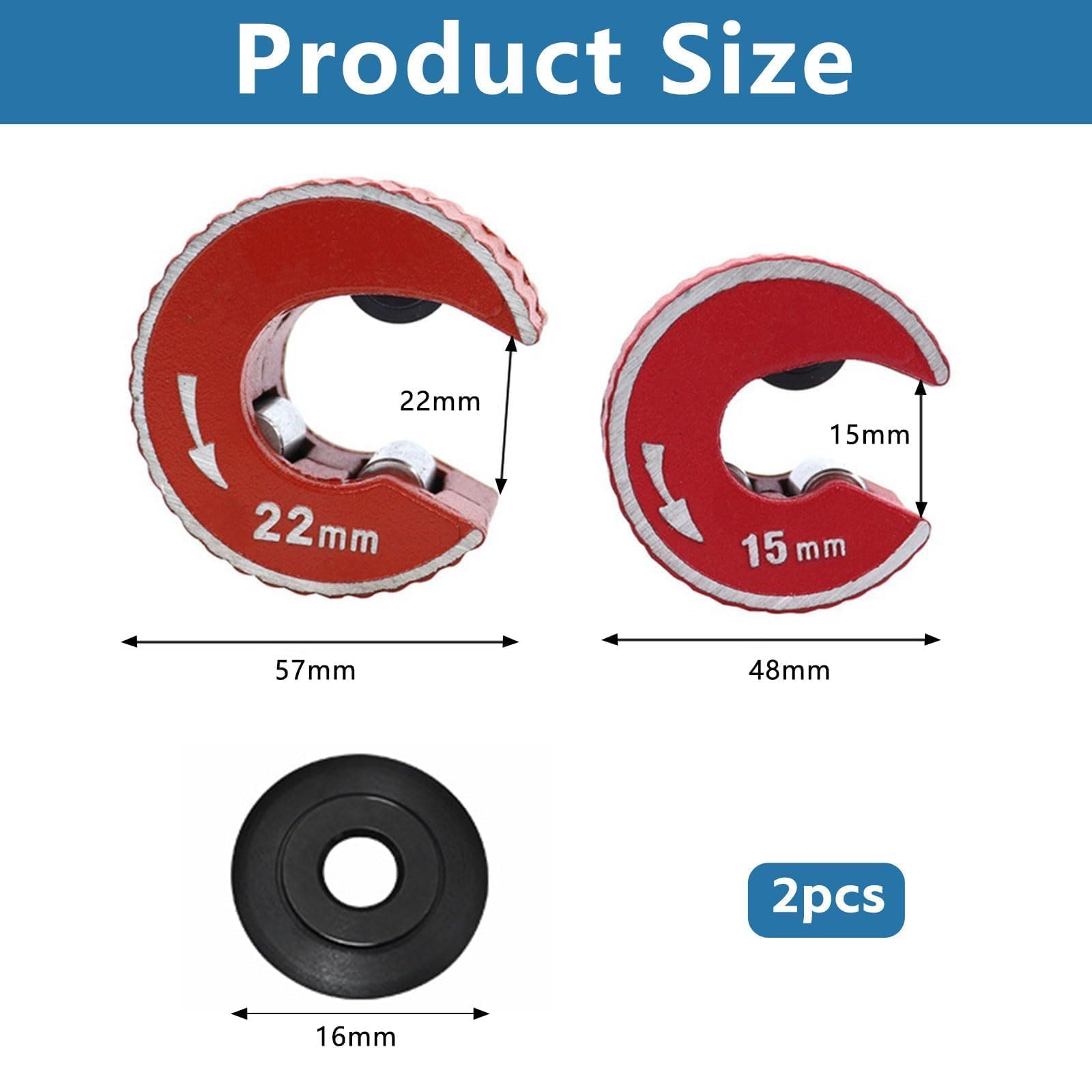 VZU 2PCS Pipe Cutter 15mm and 22mm Copper Pipe Cutter, Tube Cutter Set including 2 Pipe Cutting Wheel Blades - Image 2