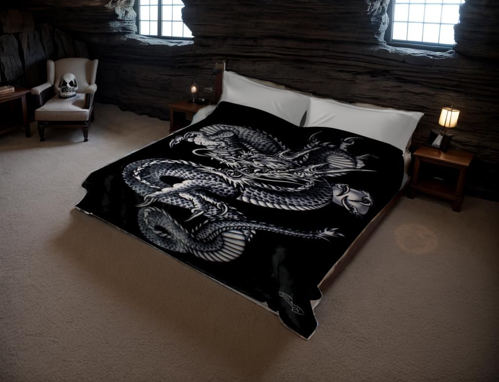 SOLARON Korean Super Thick Mink Blanket (King, Dragon Black)