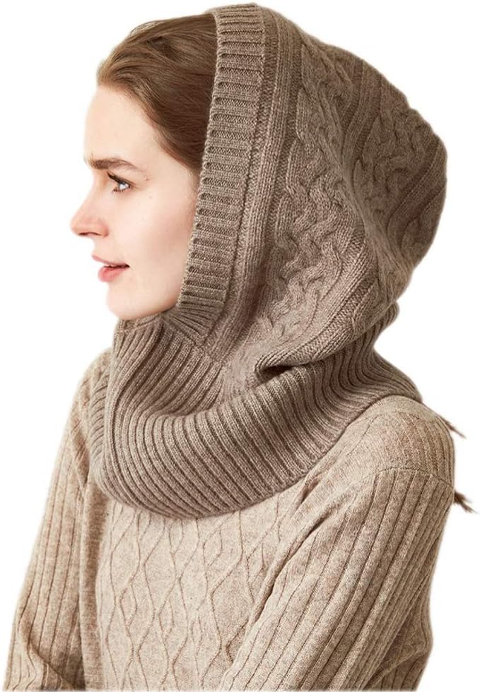 PrettysternWomen's and Men's Cashmere Hooded Scarf Loop Neckerchief with Hood Balaclava Tube Scarf