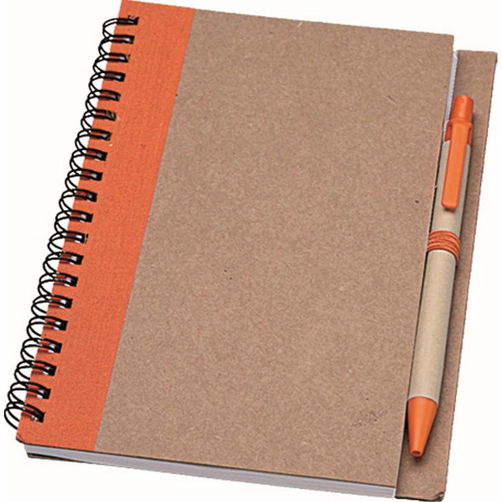 FRANDO Block Notes Delta Spiralato A5 Personalizzabile In Cartone Riciclato Con Penna Inclusa Blocco Appunti Ecologico Gadget Promozionale Per Aziende Eventi Ufficio (Rosso) (100, Arancione)