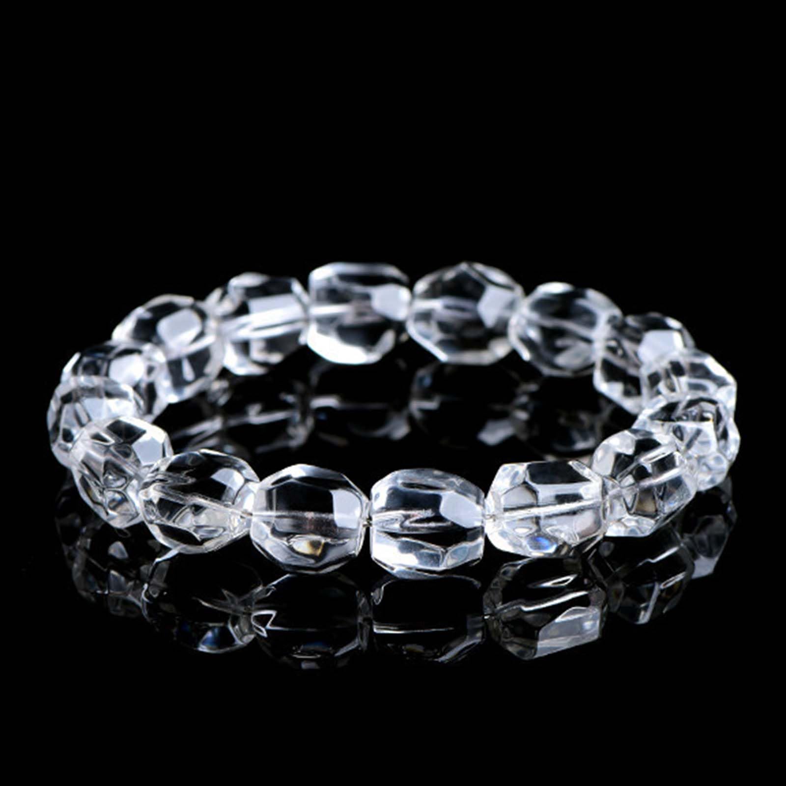 Pulsera de Cuentas de Corte facetado de Cuarzo Transparente