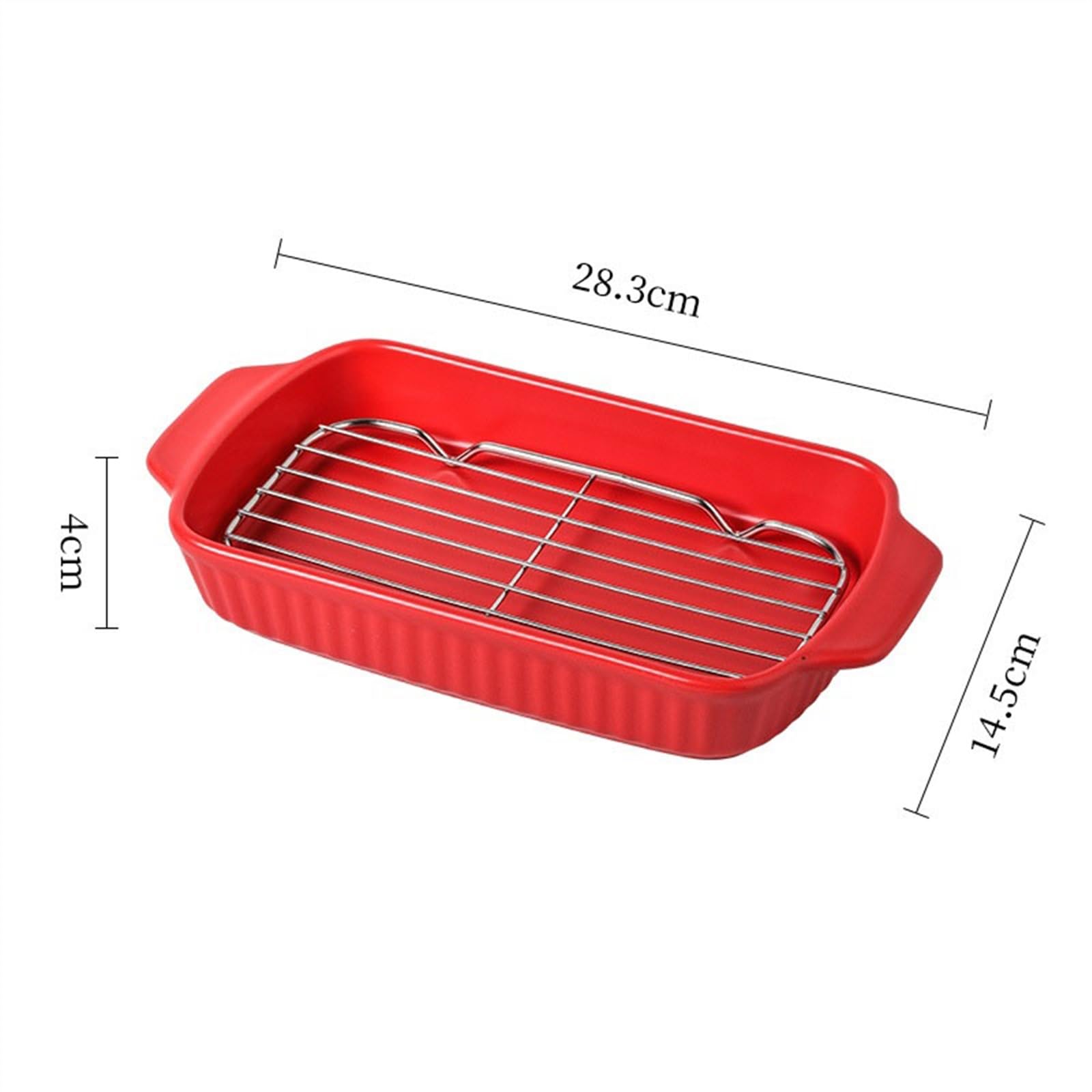 Auflaufform Keramik-Grillpfanne for den Haushalt mit Ölablaufnetz, Doppel-Ofen-Backform, hochwertige Reispfanne, kann als Dampfpfanne im Ofen verwendet werden Backform(Schwarz)