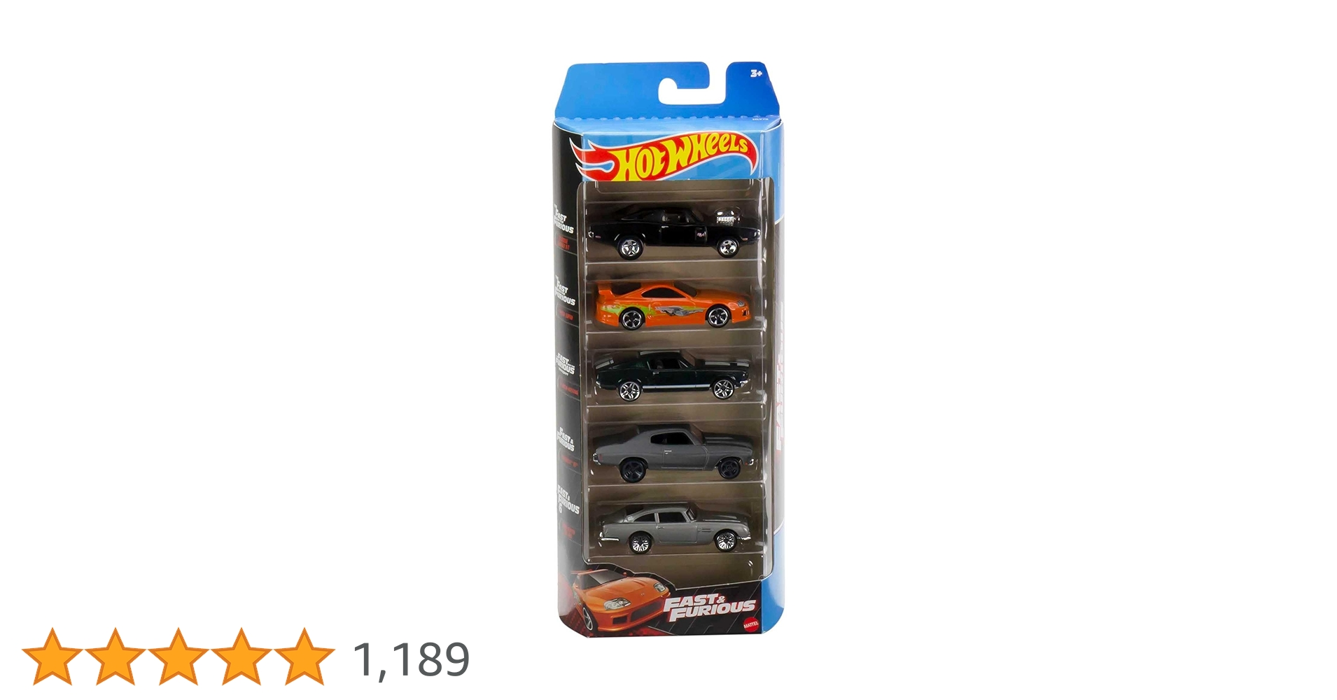 Hot Wheels Fast and Furious 5-Pack of Toy Race and Drift