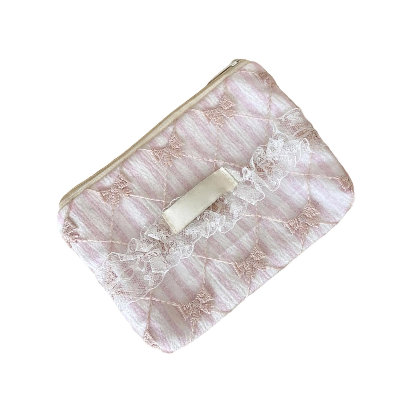 Xjdzineq Floral Coin Purse Polyester Storage Container for Keys Cosmetics Travel Essential Portable Organiser Bag Lace Embellished Coin Organiser