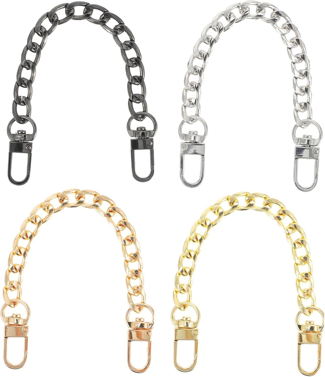 Metal Flat Chain for DIY Bags, 4 Piece Shoulder Bag Replacement