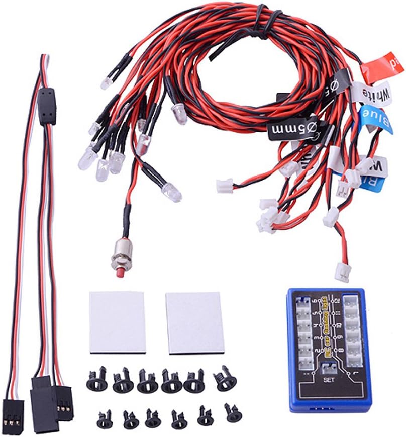 Globact Rc Car Headlights Taillight Rc Truck Led Lights Flashing Light Lamp 12 LED 5 Operation Modes for for 1/10 Rc Trucks, Crawler, Off-Road, Sport Racing