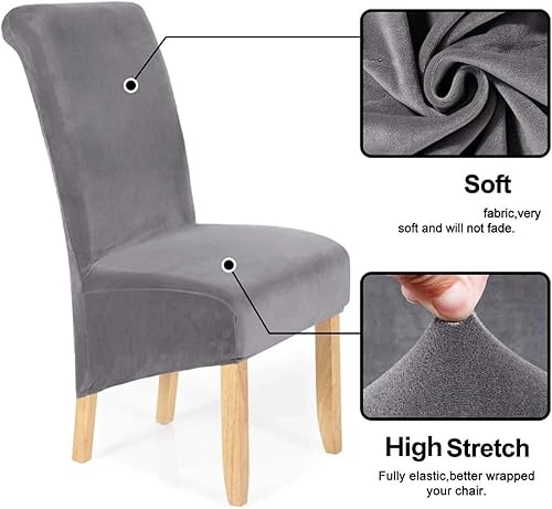 Miniatura 5 de Chair Cover 4pcs Dining Chair Covers Stretch Velvet Removable Washable Large Soft Dining Kitchen Home Restaurant Chair Slipcovers(Bule Grey)