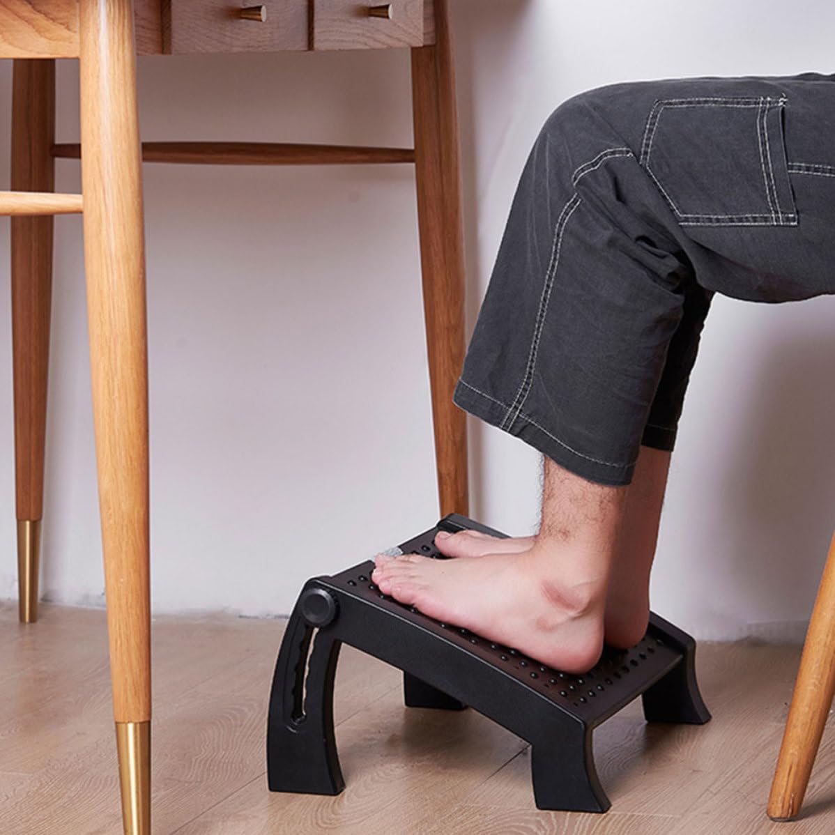 Gadpiparty Tabouret de Pédicure Pratique Repose-Pieds Réglable en Abs, Structure Stable et Massage Plantaire pour Soins des Pieds à Domicile ou Salon