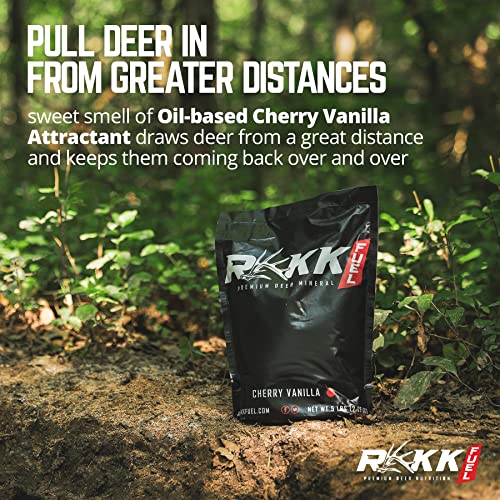 Rakk Fuel Premium Deer Mineral - Vitamin Supplement For Total Herd Health And Maximize Antler Growth - Dear Food With Cherry Vanilla & Oil-Based Attractant | 5 Lb In A Bag #TOP4