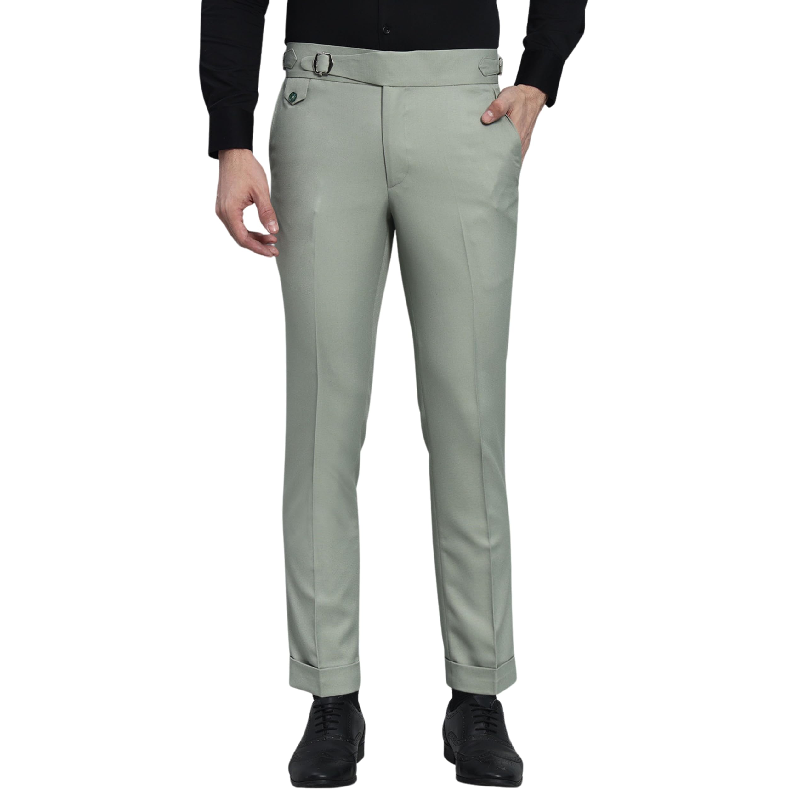 Men's Formal Trousers Front Pleated Single Buckle Gurkha Zion Pant Slim Fit | Stylish Formal Pant