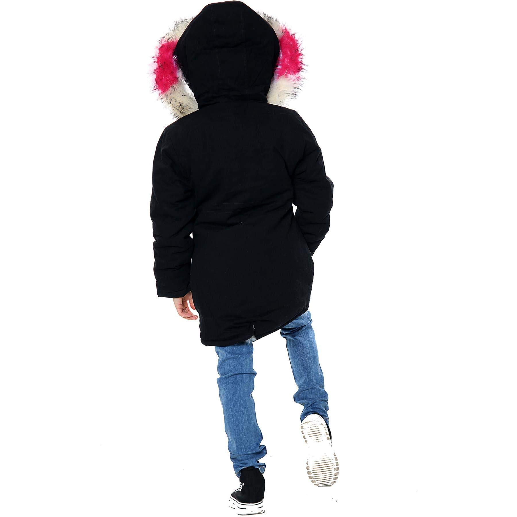 A2Z 4 Kids Bambine Pelliccia Sintetica Foderato Parka Cappotto Arcobaleno Cappuccio In Pelliccia Imbottito Giacca Colletto Cappuccio Comodo Leggero Invernale Giacca Cappotto Per Bambine Età 2-13 Anni