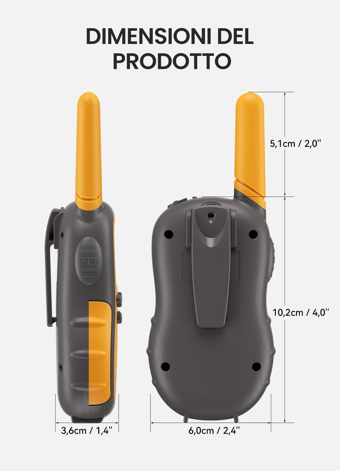FOREDOM Walkie Talkie Ricaricabili per Bambini di Età Compresa tra 3 e 12 Anni Regalo di Compleanno con Torcia, Confezione da 2 – Arancione