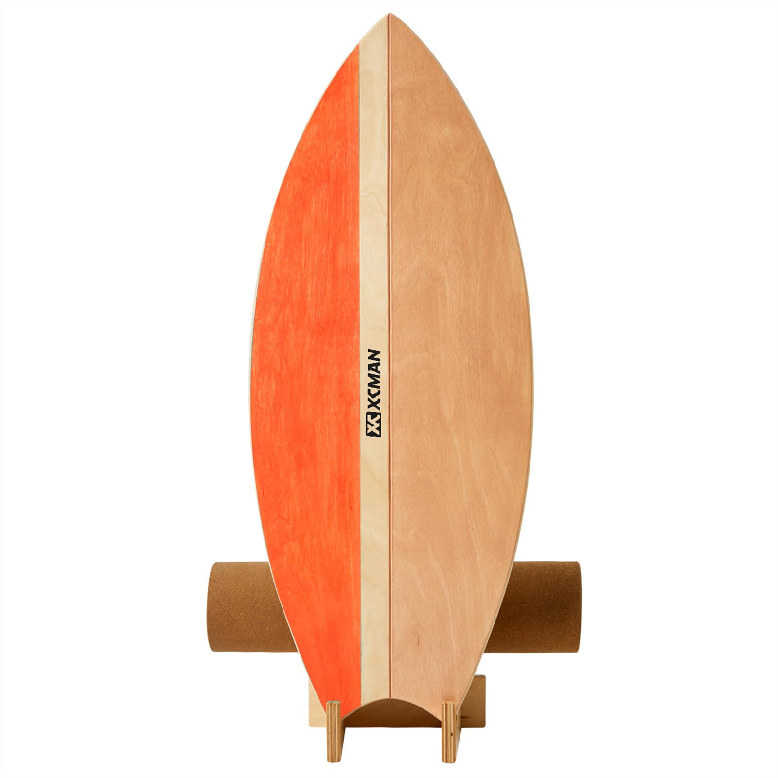 XCMAN Surf Balance Board Trainer with Roller Wooden Exercise Balancing Stability Trainer - Non Slip Surface for Adults Kids|Balance Board for Surfing,Snowboarding,Skateboarding,Hockey,Yoga Training