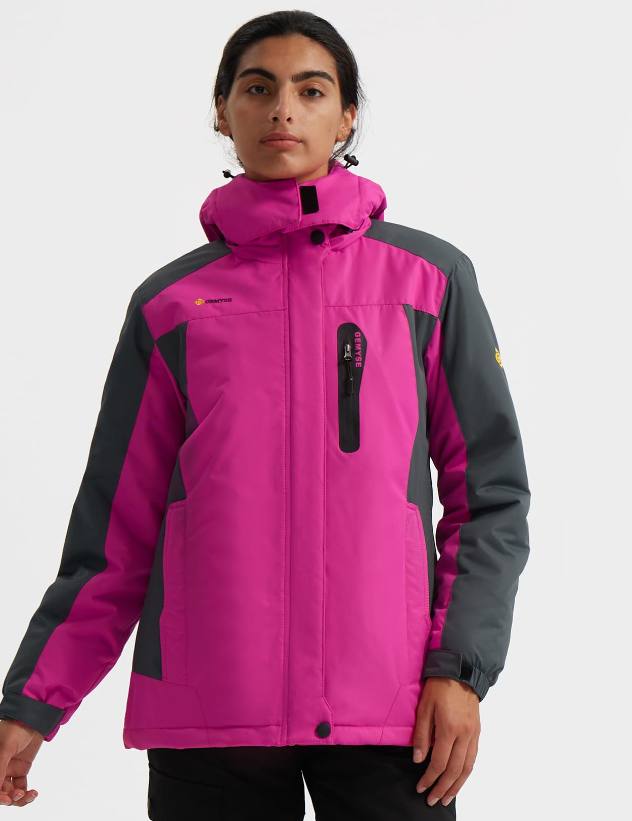 GEMYSE Donna Giacca da Sci Impermeabile Montagna Giacche Pile Invernale Antivento Cappotto con Cappuccio
