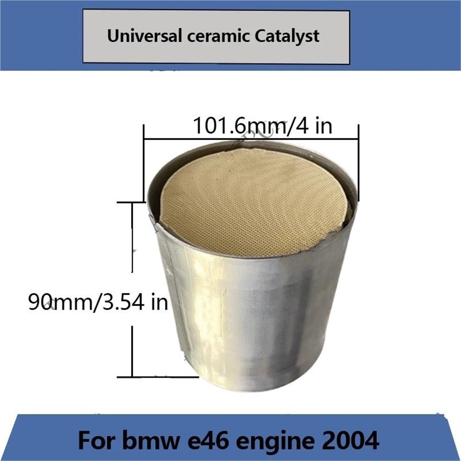 katalizator samochodowy Uniwersalne ogniwa katalizatora Euro 5 400 101,6 * 90 mm, ceramiczny konwerter katalityczny o wysokim przepływie do silnika BMW E46 z 2004 r.