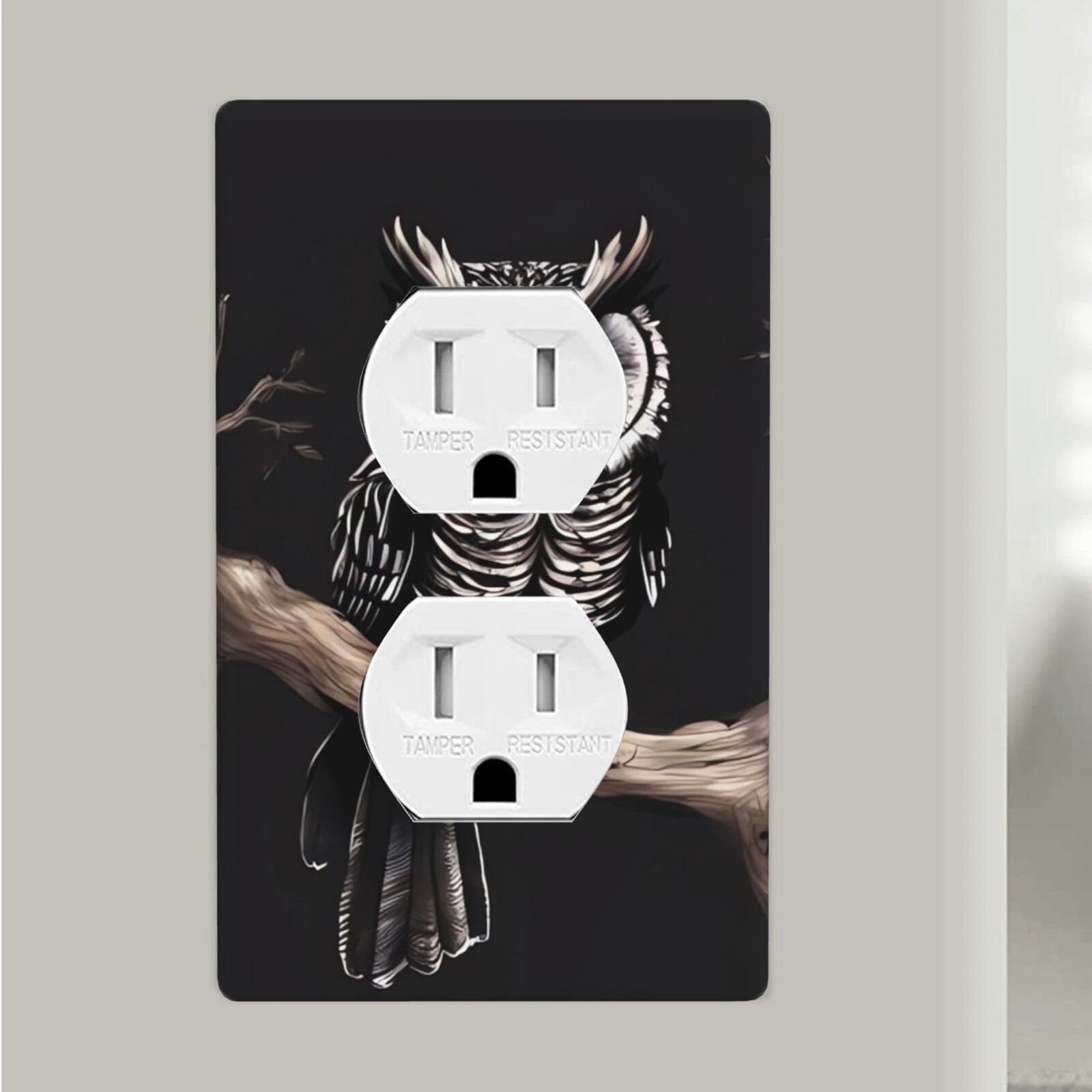 Late Night Owl Duplex Receptacle Outlet Covers, 1-Gang Standard Size Wall Plates Unbreakable Polycarbonate Electrical Switchplate Cover Faceplate for Bathroom Kitchen Decor