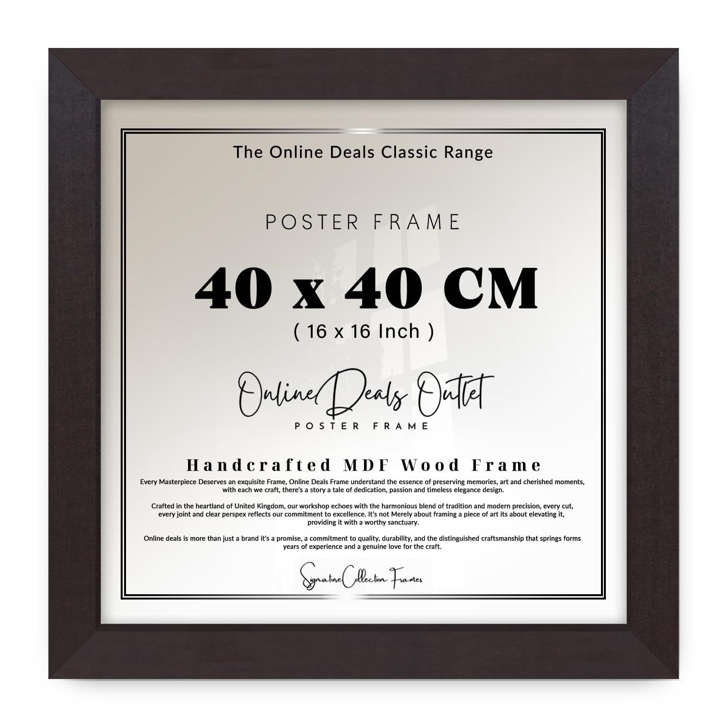 Online Deals | MDF Poster Frame (40 x 40 CM) 16x16 Inch for Fashion Photography, Storyboard Prints & Movie Stills, Elegant MDF Finish, Easy Wall Mounting [ Mahogany ]