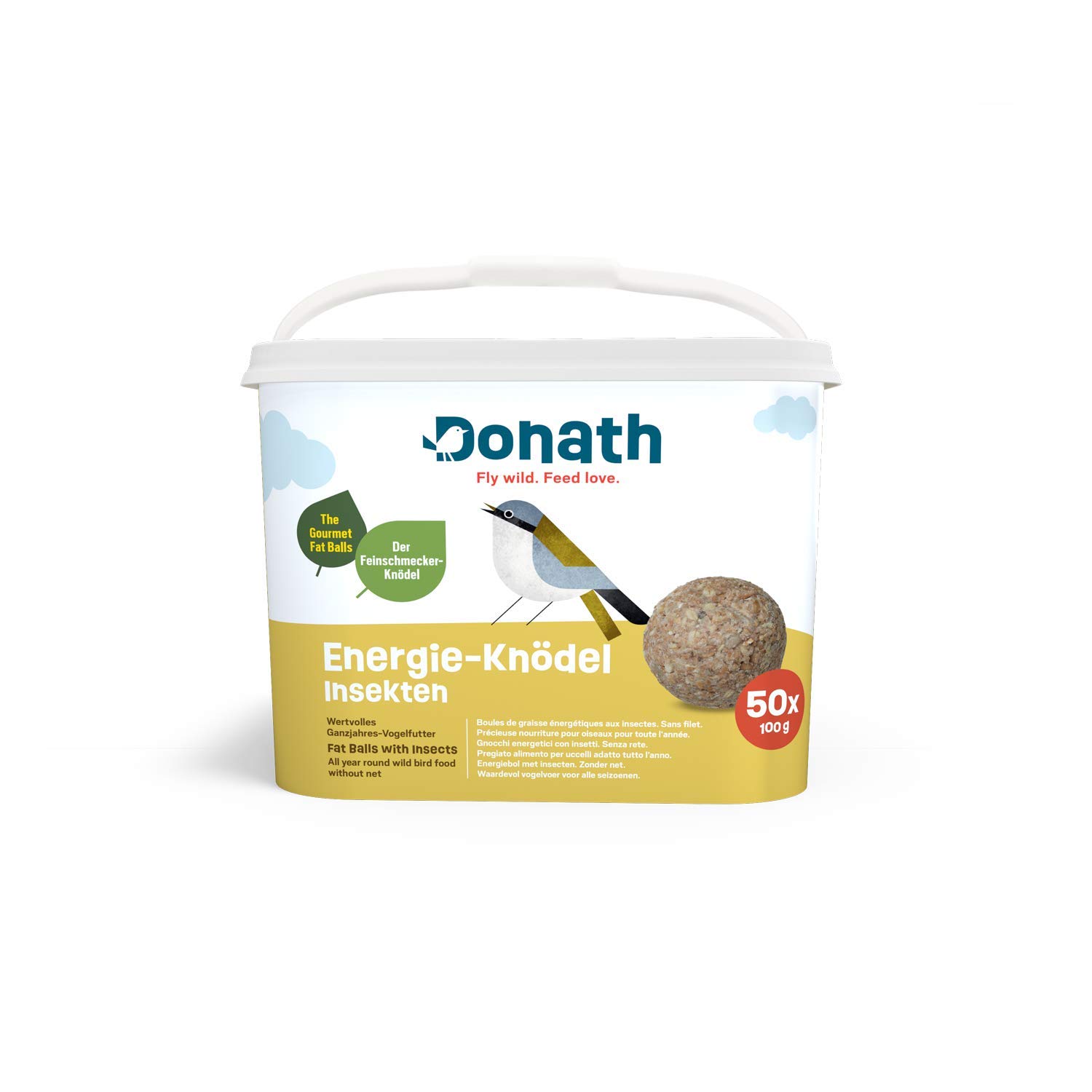 Donath gnocco energetico con insetti per cince buongustai 100g cibo per uccelli selvatici