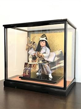 祝ＭＶＰ！未使用アンティーク　久月　五月人形　若大将飾　兜差　ガラスケース極美品 五月人形,久月,563061,5月人形,子供大将,若大将,武者人形,兜