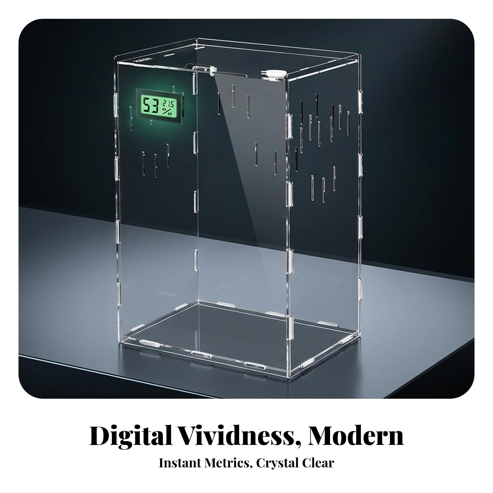 Terrarium avec Couvercle Verrouillable, 26 X 19,7 X 38,6 Cm, Vertical Grand Modèle sans Thermomètre-hygromètre