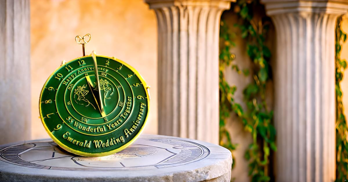 55th Emerald Wedding Anniversary Sundial Gift for Him or Her, Husband or Wife, Parents, Grand Parents, Couples to Celebrate Anniversary Unique Gift Her Parents Or Couples 55 Year Celebration
