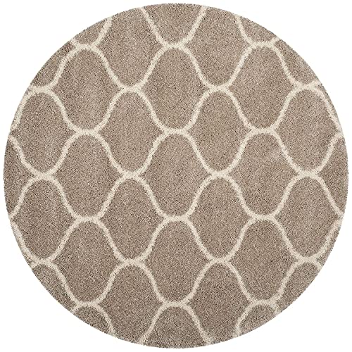 Image of Modern Plush Area Rug for Bedroom Living Room Home Decor (8x8 Feet Round, Beige|Ivory)