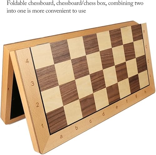 Miniatura 6 de ROLTIN Juego de ajedrez de madera plegable 2 en 1, juego de ajedrez y damas, gran juego de mesa de ajedrez de 20 x 20 pulgadas con caja de