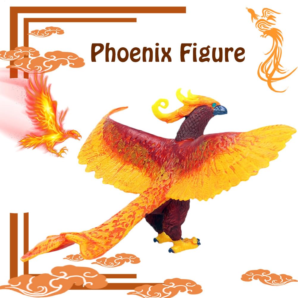 Figurine Phénix Mythologique – Peinte à La Main – PVC – 12x11x7 Cm – Décoration Étagère – Cadeau Fantastique