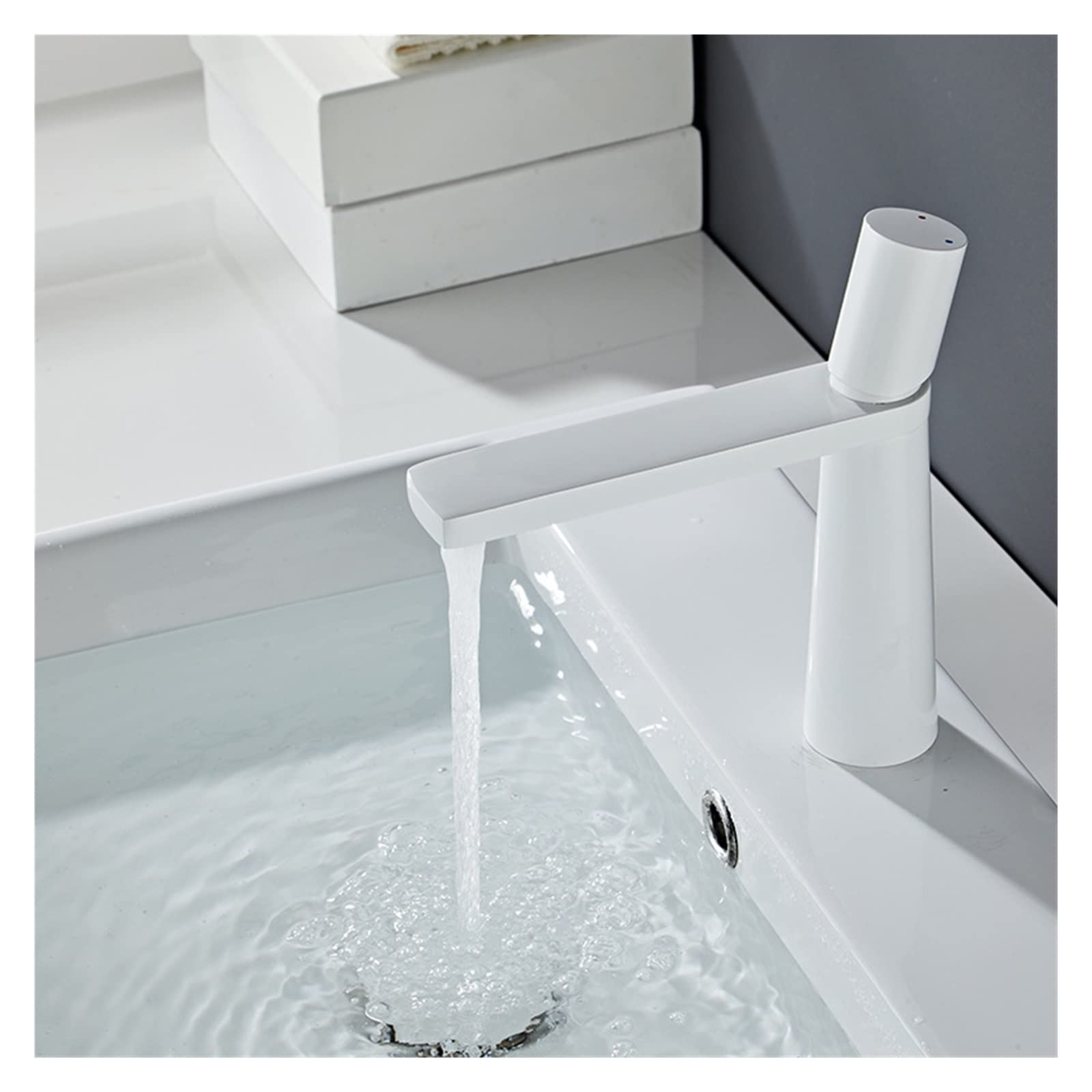 Robinet de lavabo en laiton blanc avec bec rotatif à 360 degrés